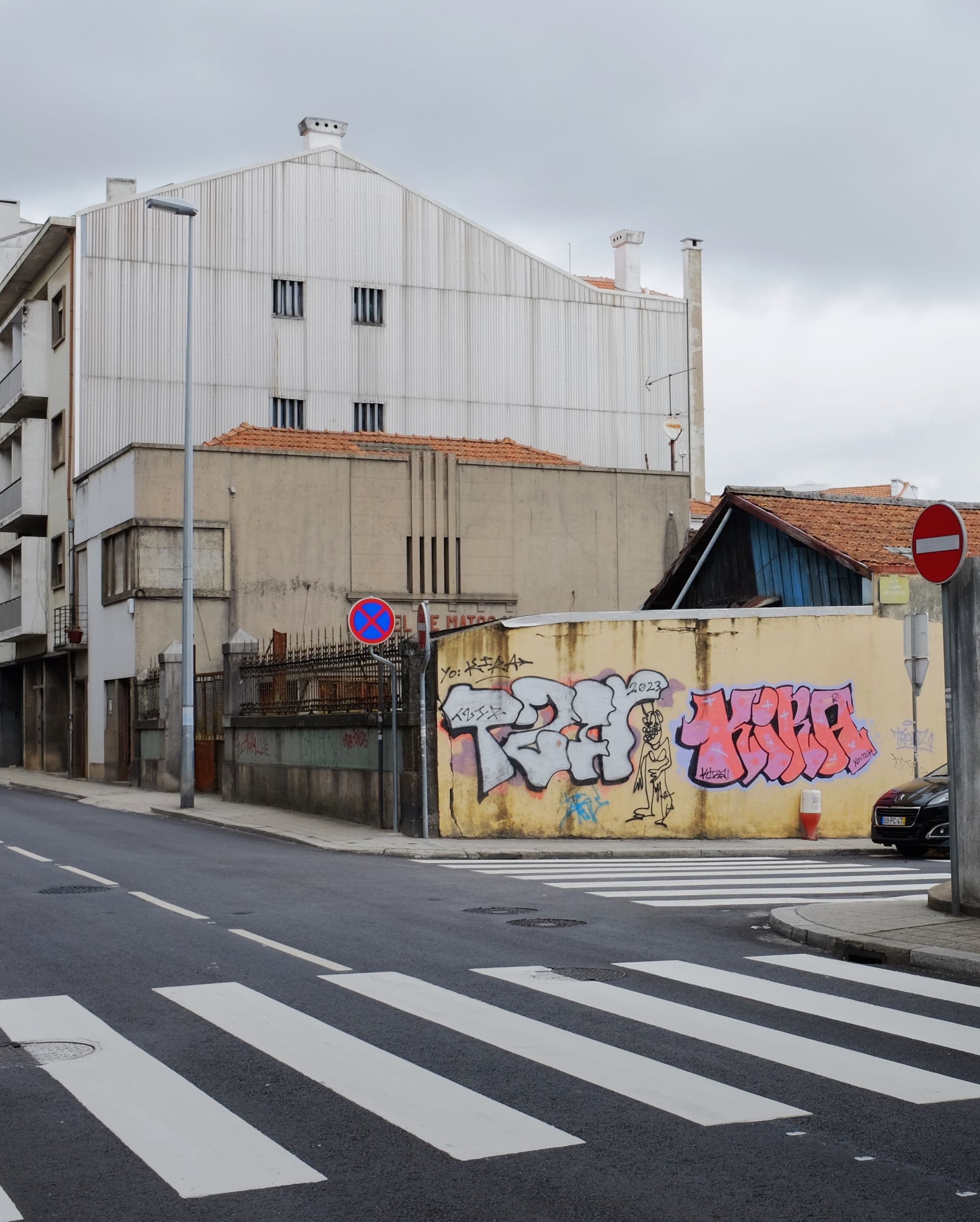 Street art and urban buildings in Cedofeita, Porto