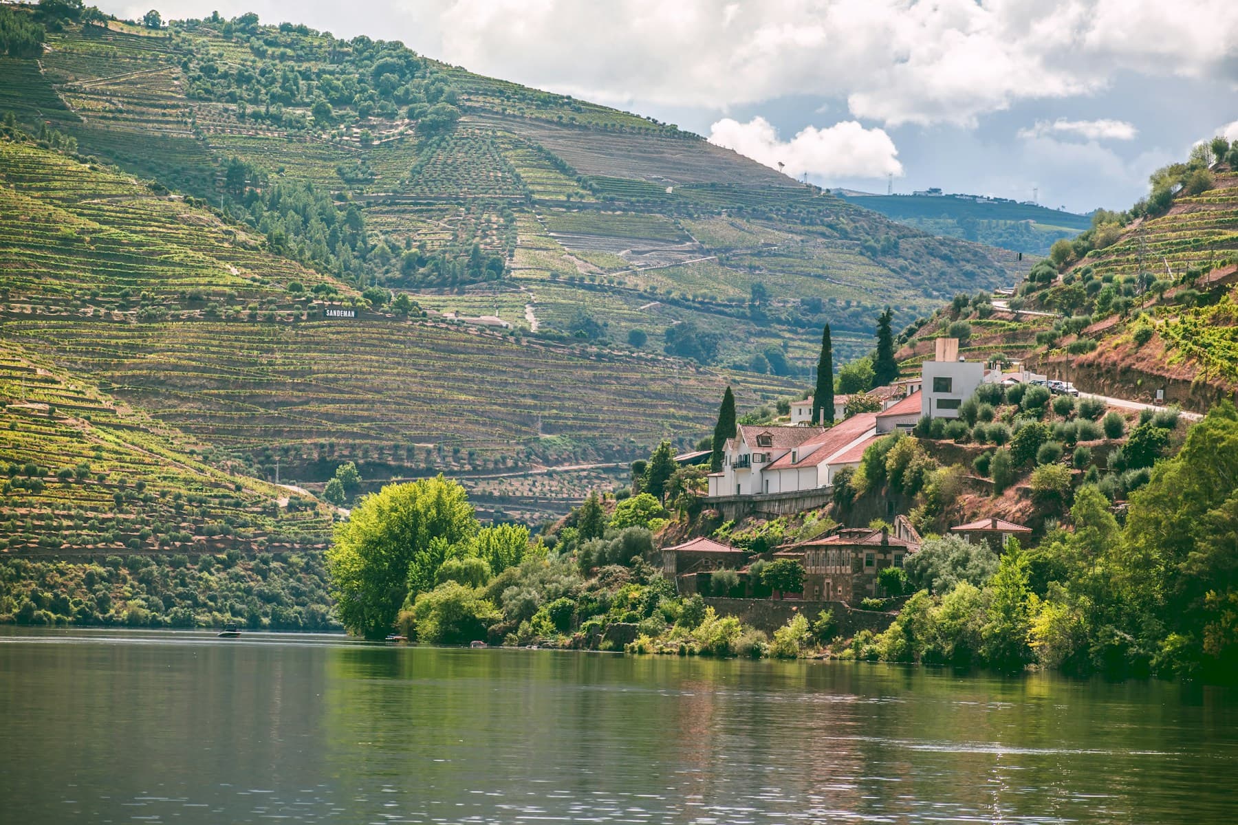 The Douro River beneath steep terraced vineyards