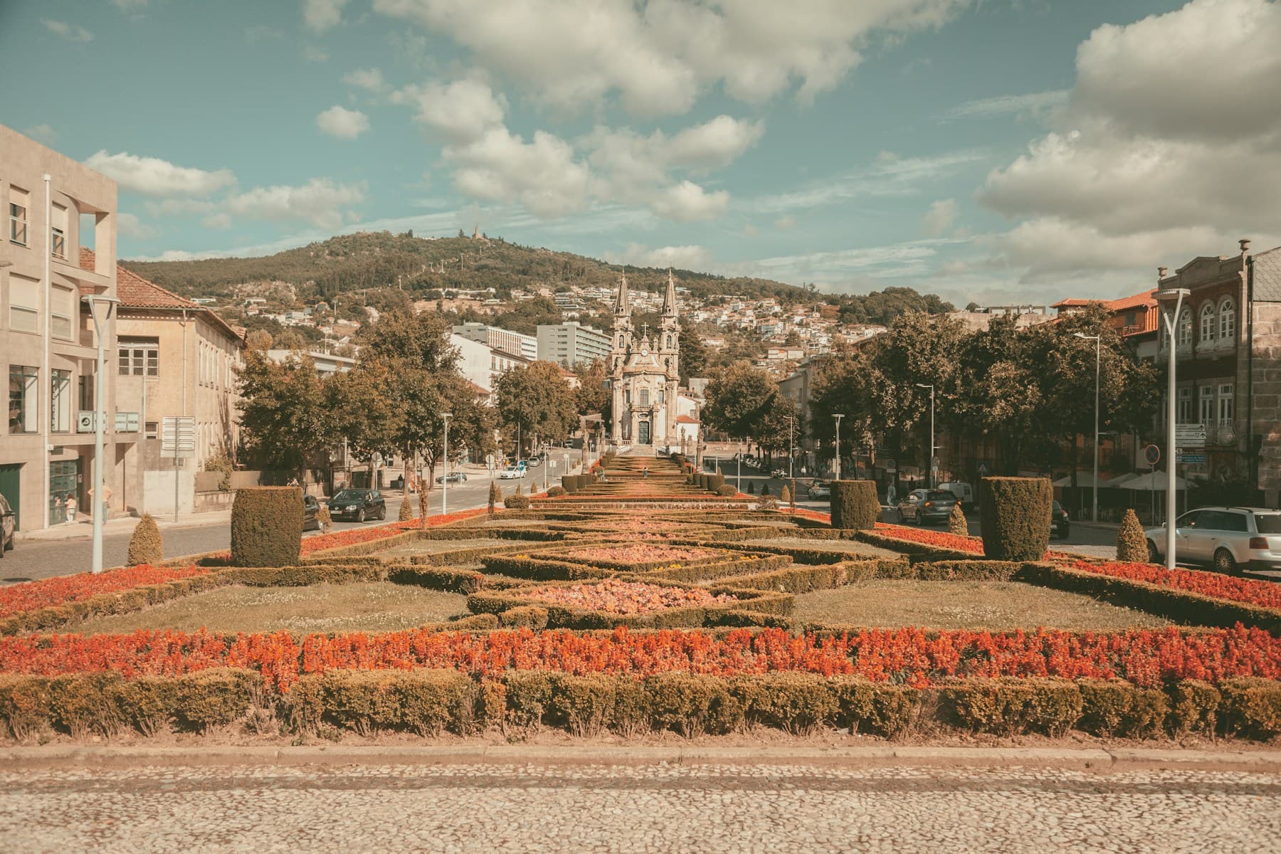 Formal gardens and historic architecture in Guimarães