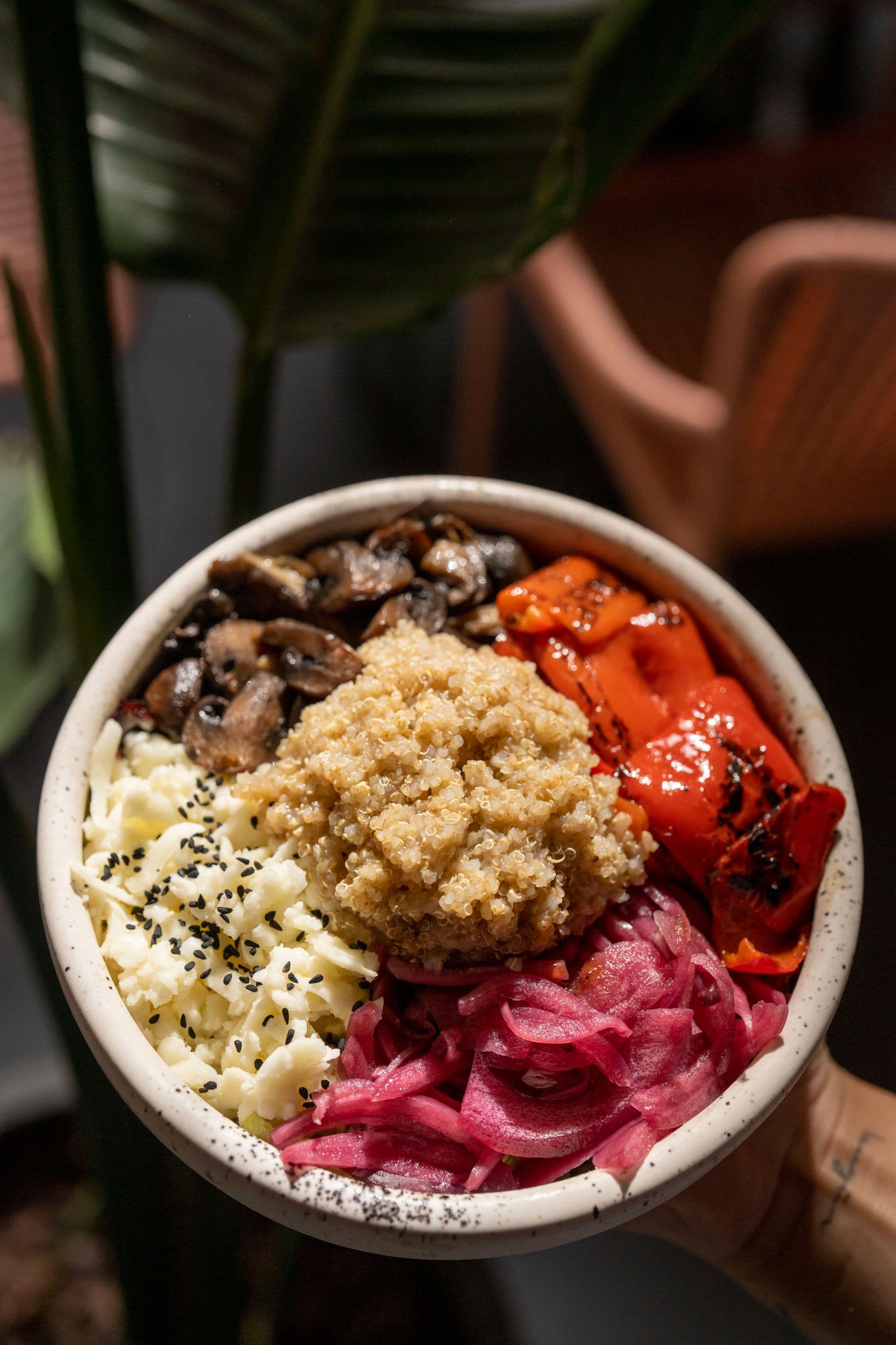 Vegan quinoa bowl with roasted vegetables