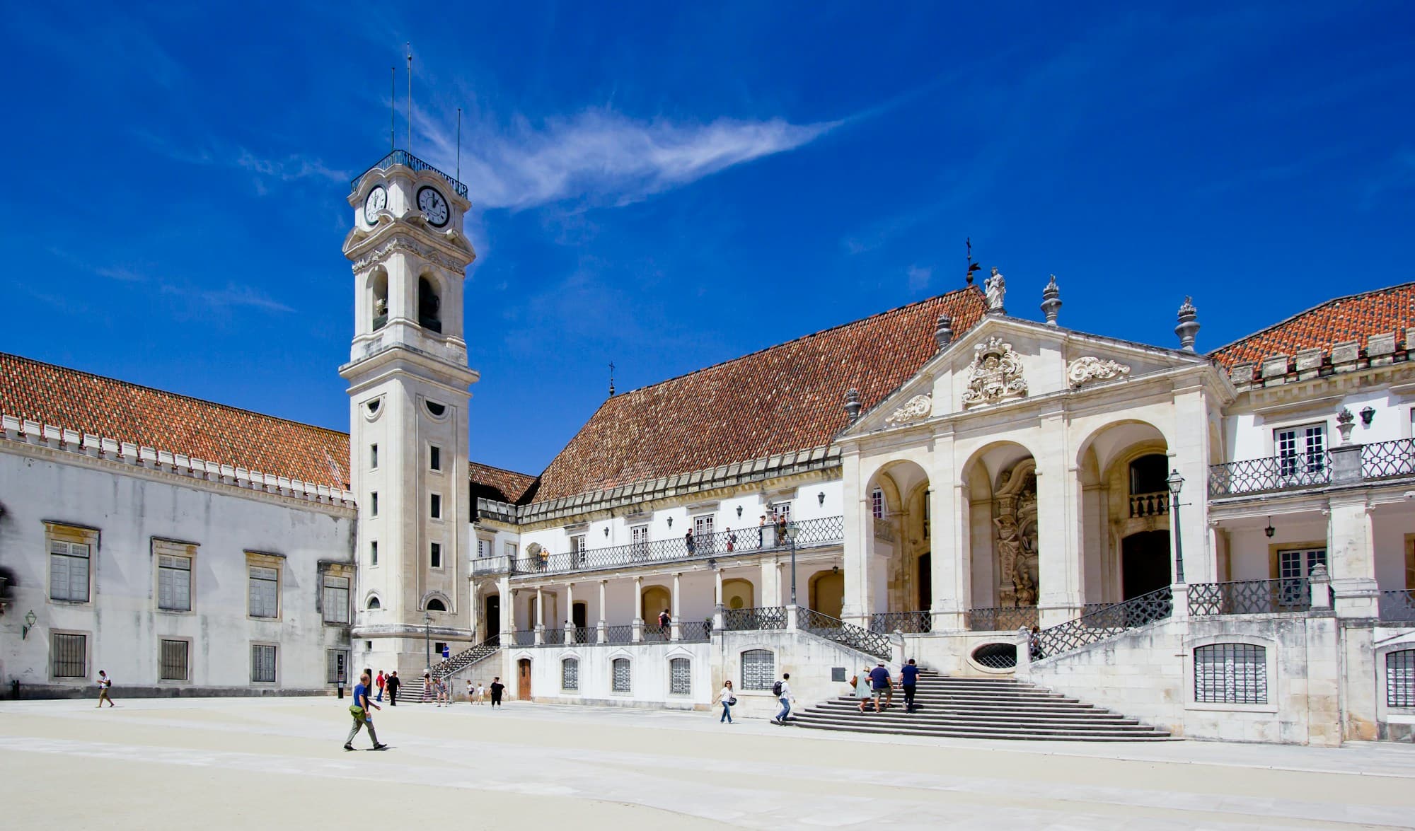 Courtyard and clock tower at the University of Coimbra