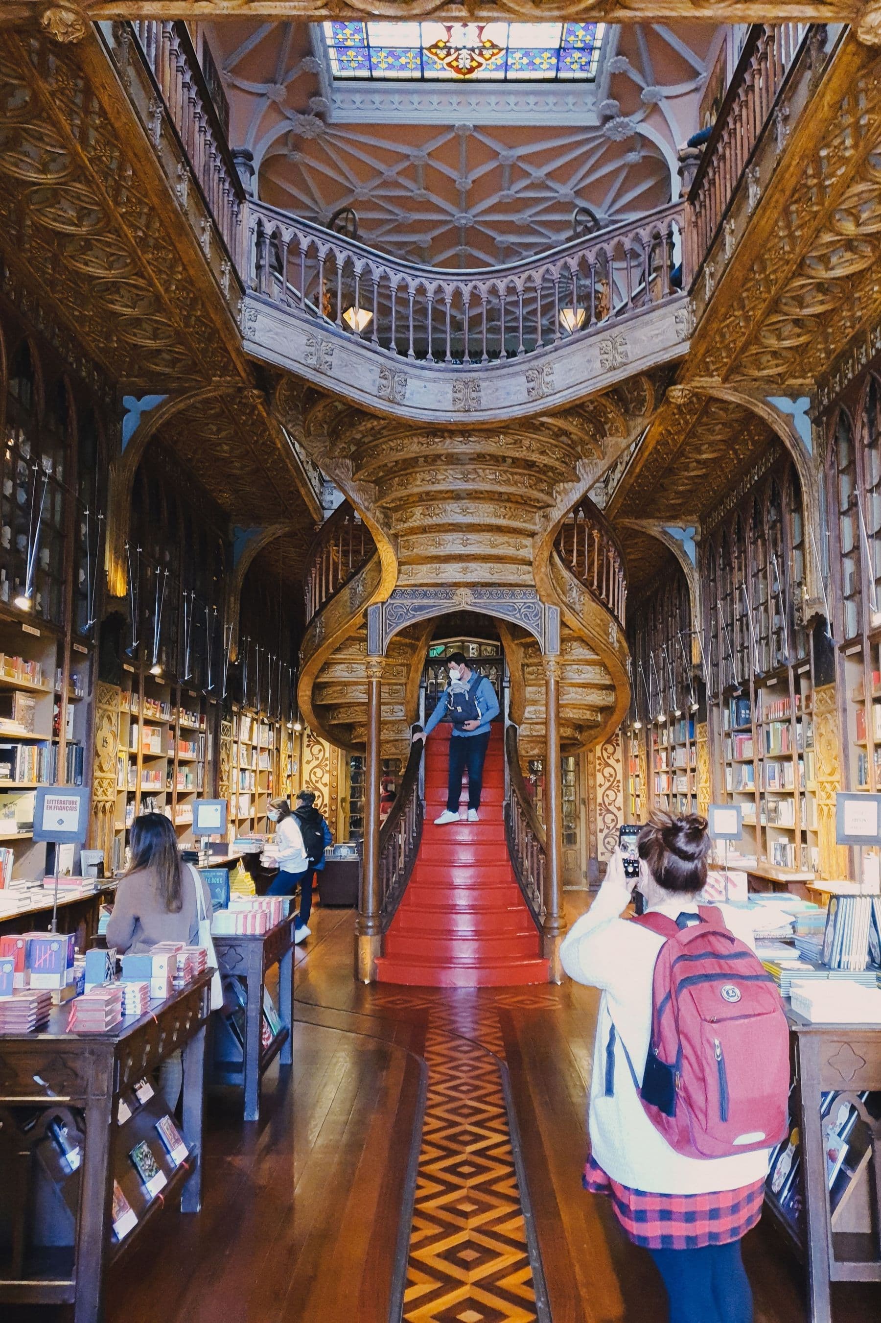 Livraria Lello's famous crimson staircase