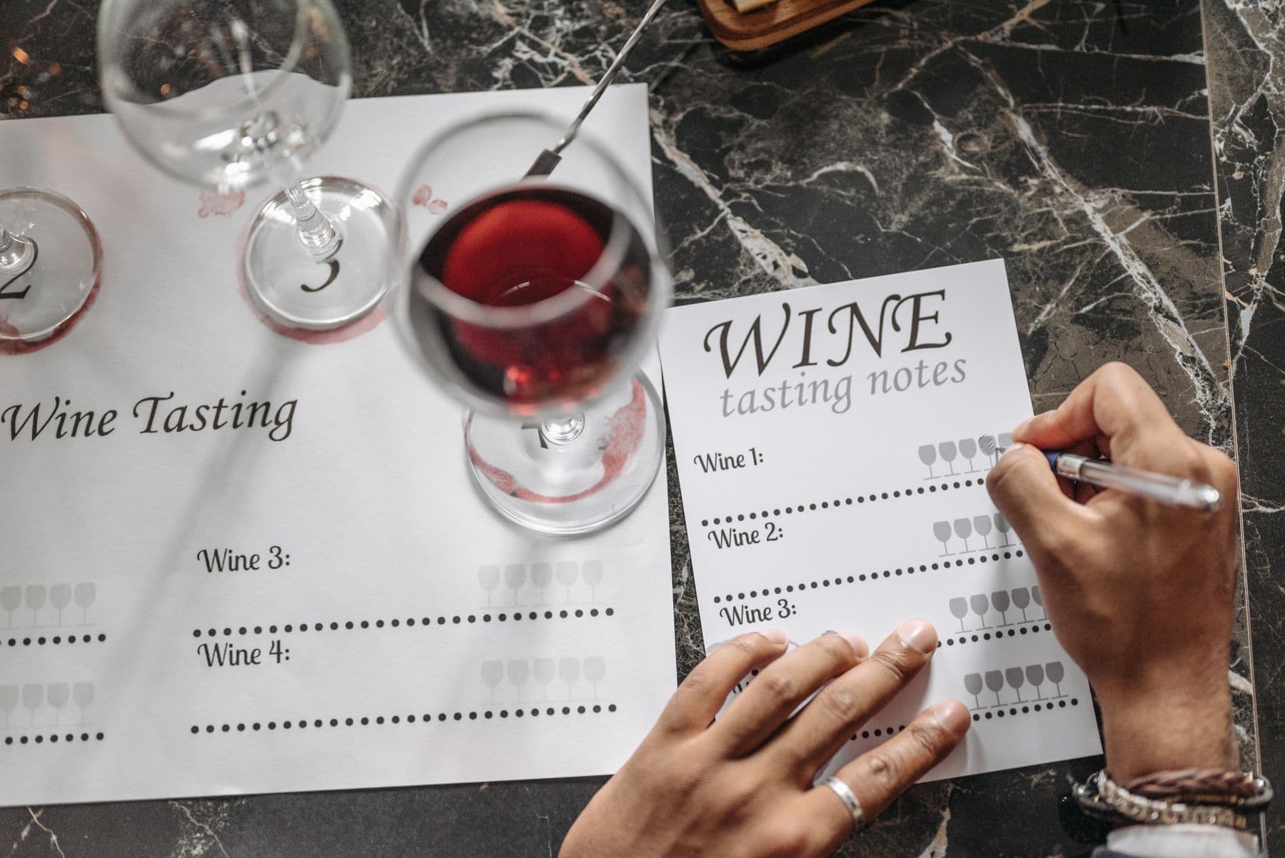 Different wines arranged for a comparative tasting