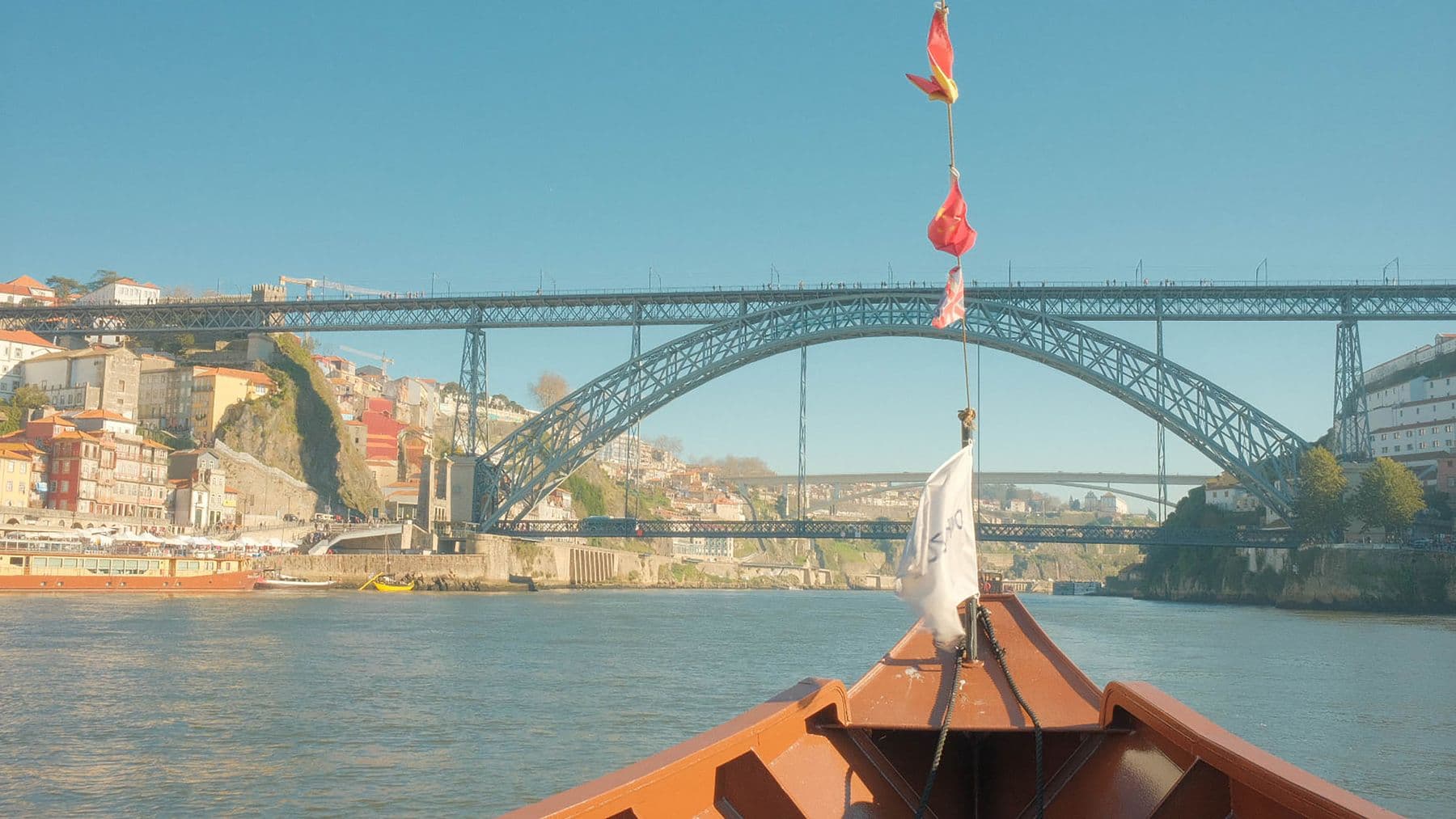 The Douro and Porto riverfront seen from a sightseeing boat