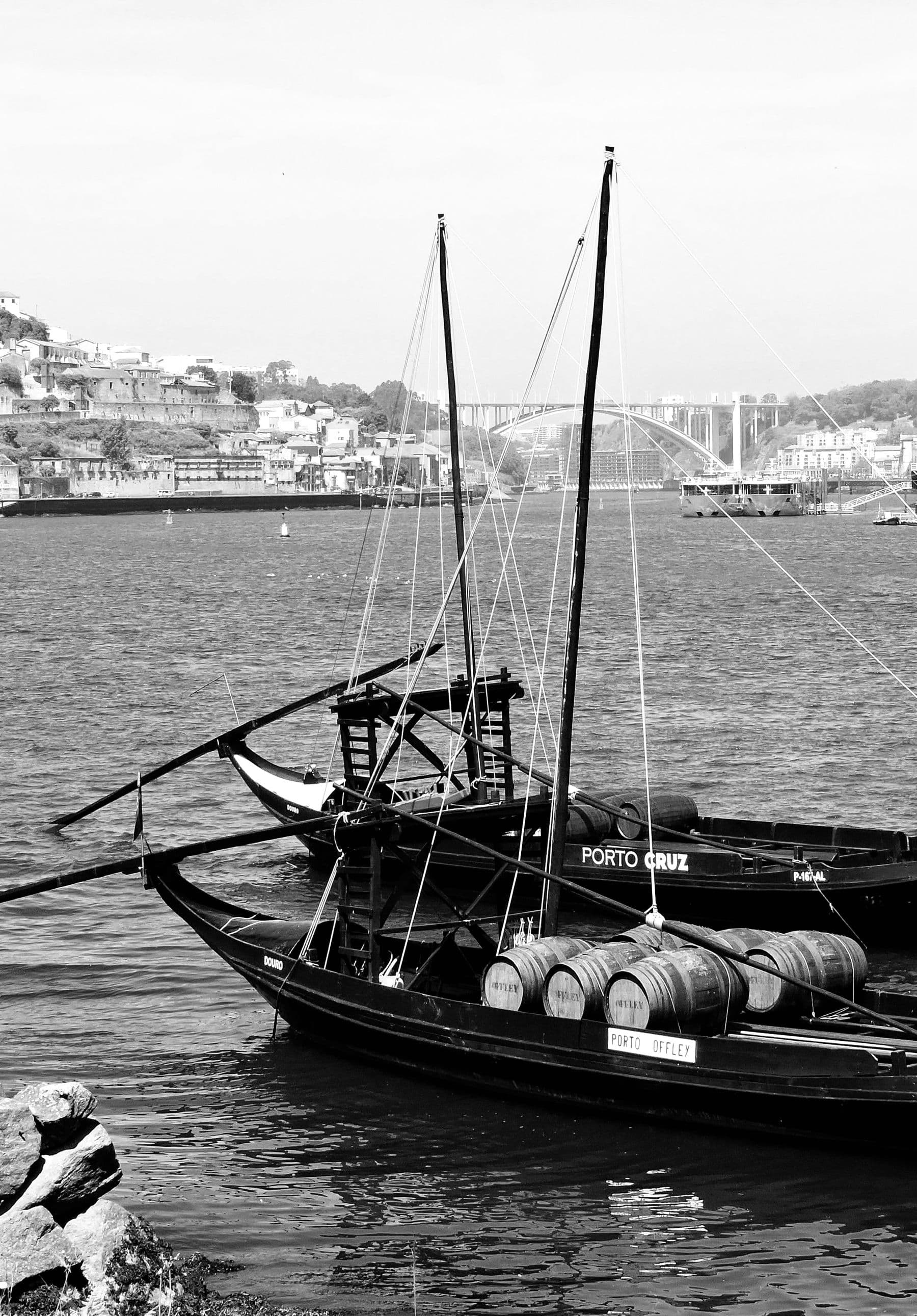 Traditional rabelo boats moored on the Douro