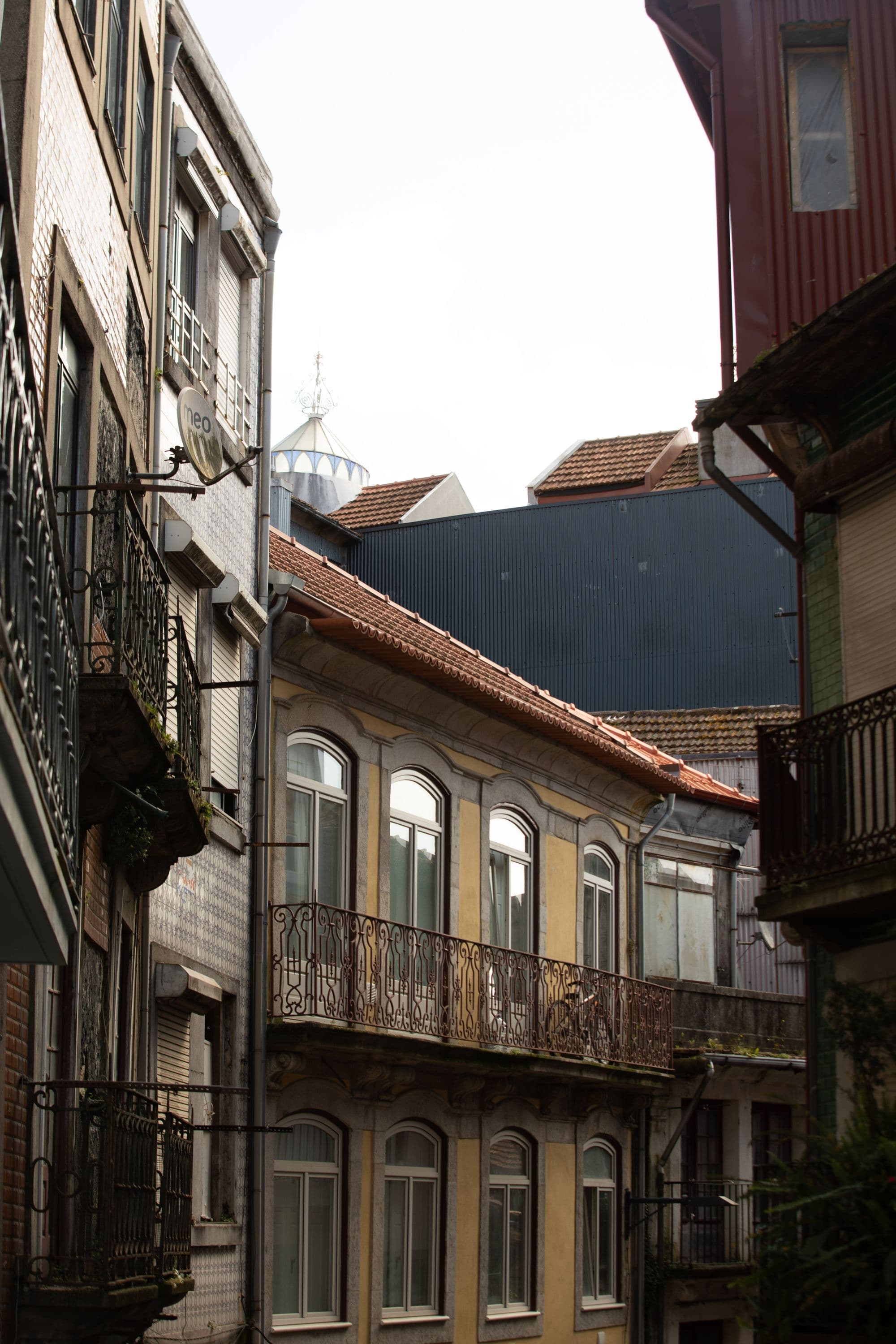 Traditional buildings on a central Porto street