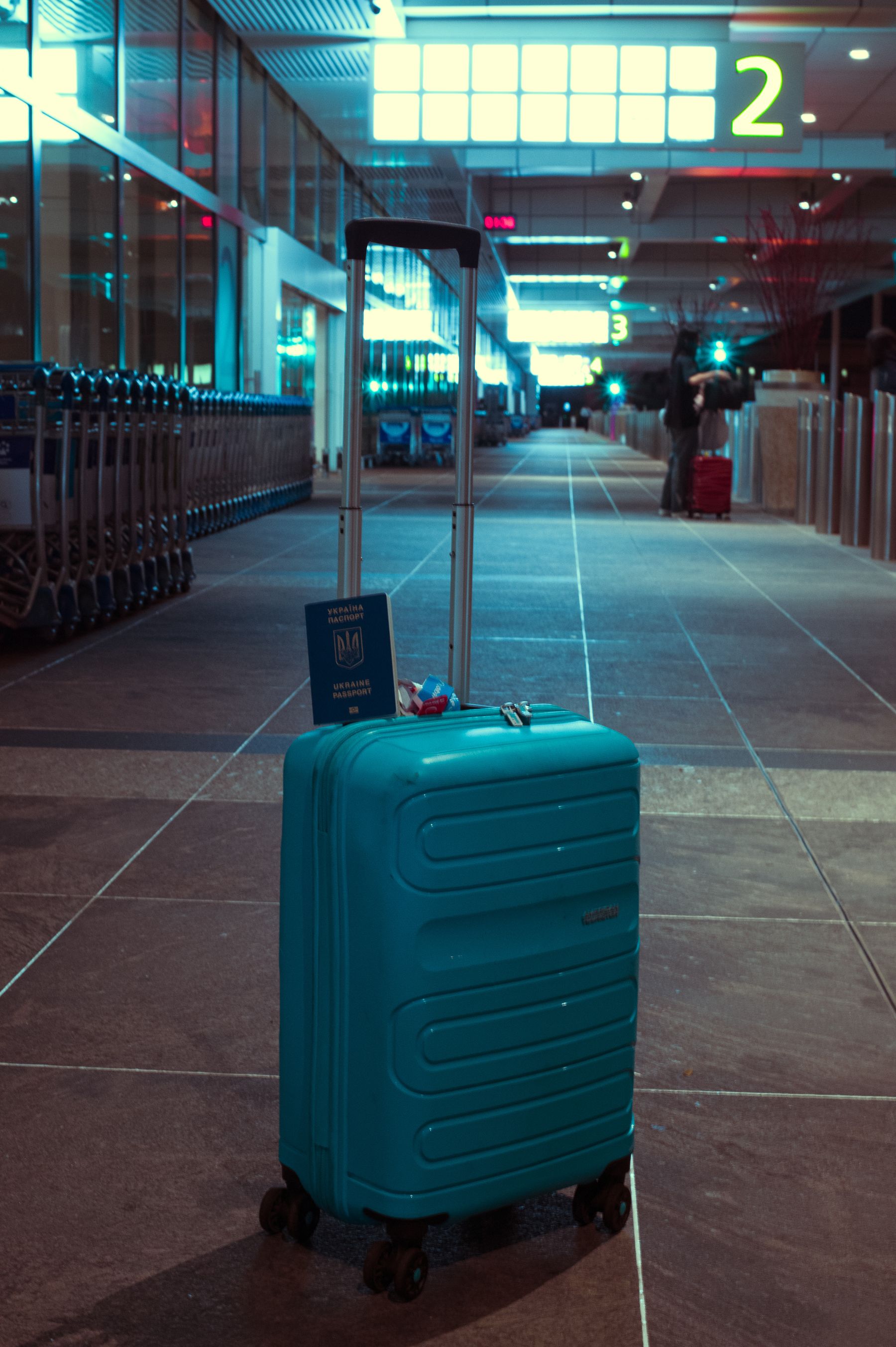 Suitcase inside an airport terminal